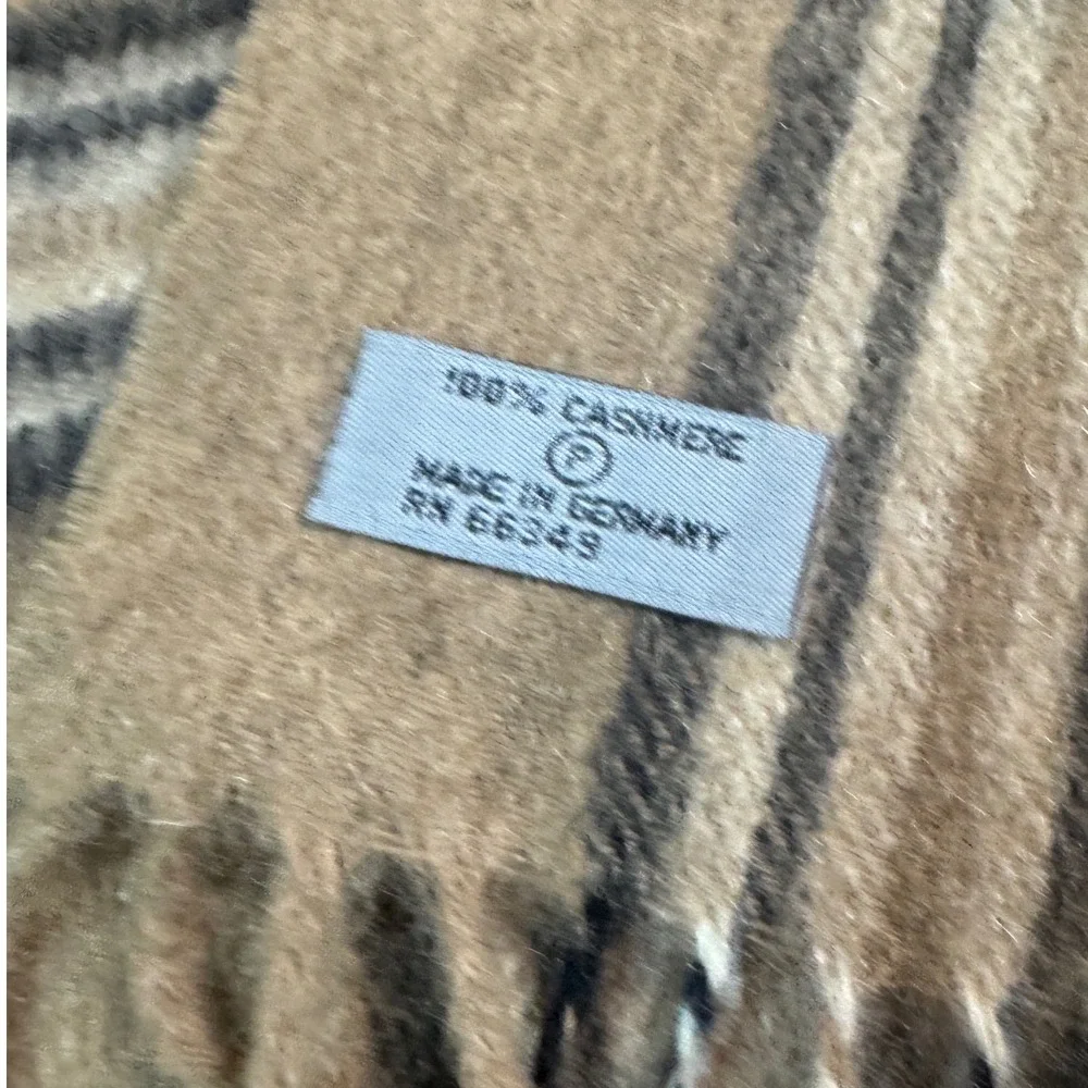 Joseph Abboud 100%‎ Wool Plaid Scarf Camel Nova Check Fringe 52x12